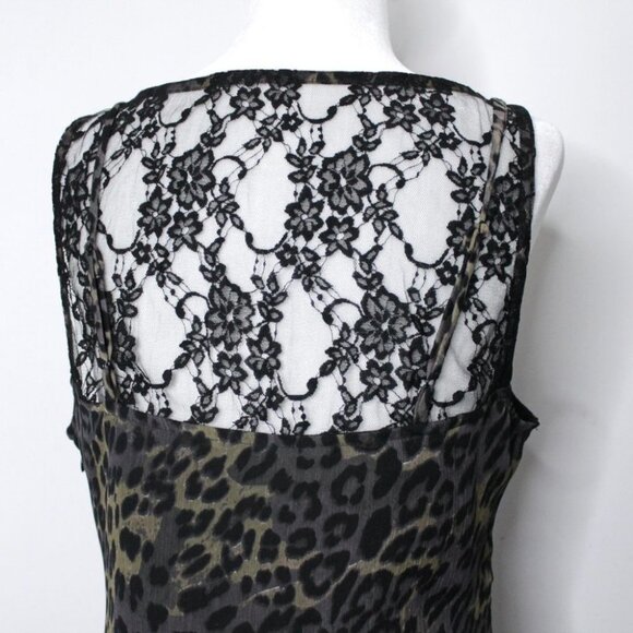 Guess Dark Leopard Print Floral Embroidered Lace Dress Size M - Picture 10 of 13